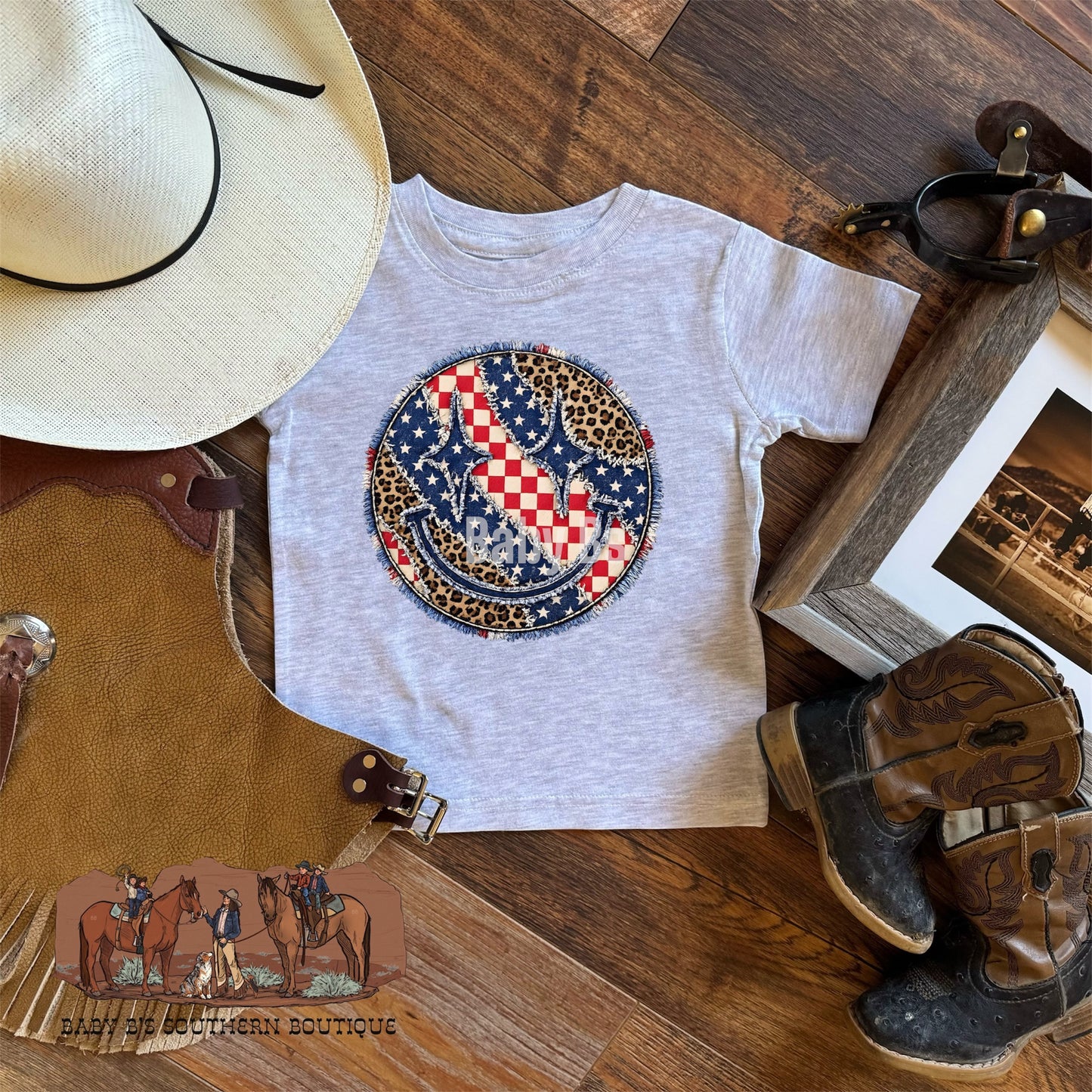 Leopard Patriotic Smiley Face T-Shirt