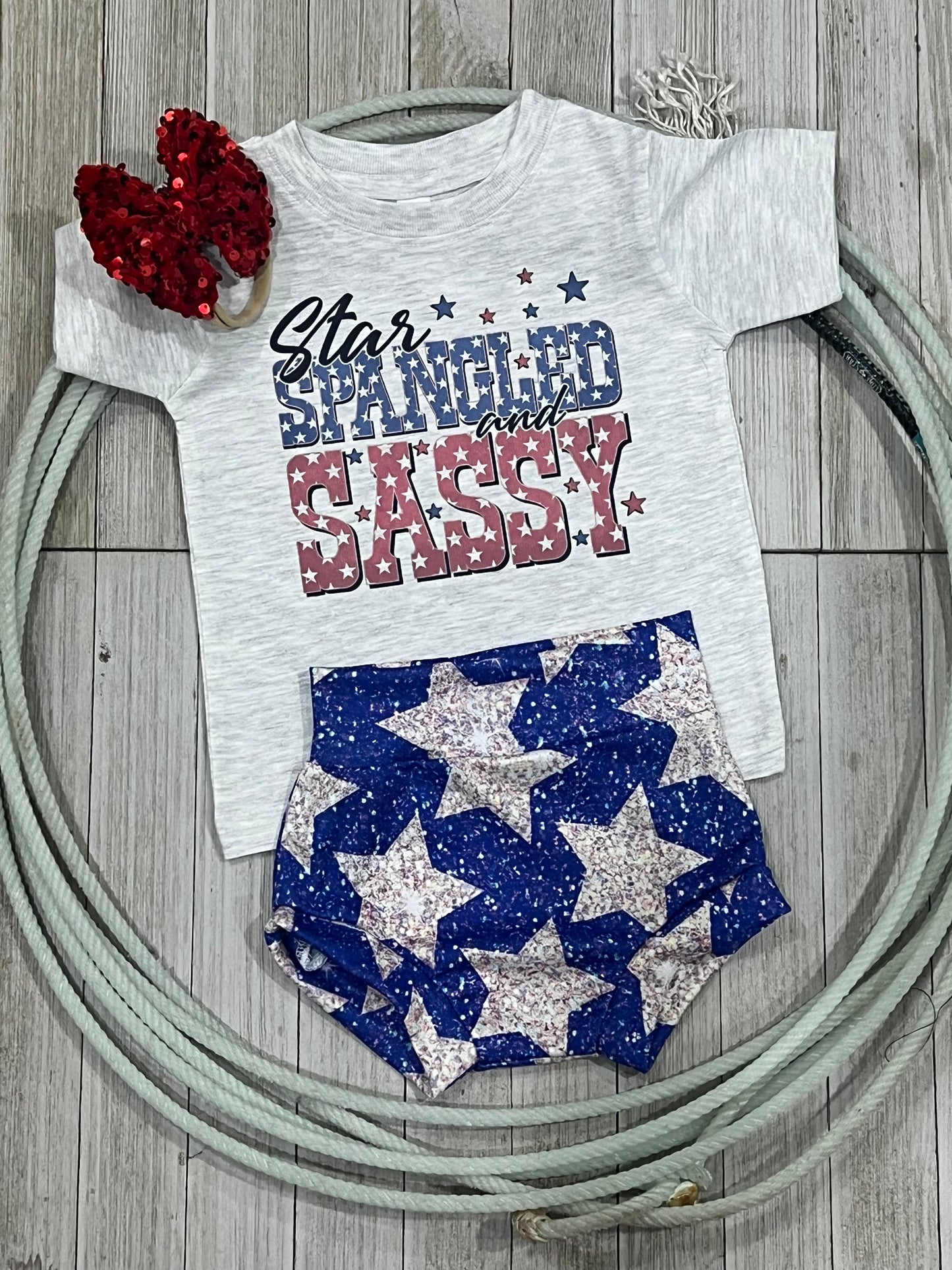 9-12m Star Spangled and Sassy 3 Piece Outfit