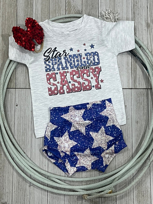 9-12m Star Spangled and Sassy 3 Piece Outfit