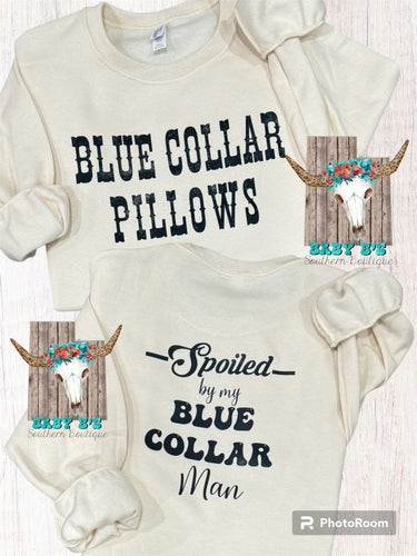 Blue Collar Pillows Front & Back Crewneck