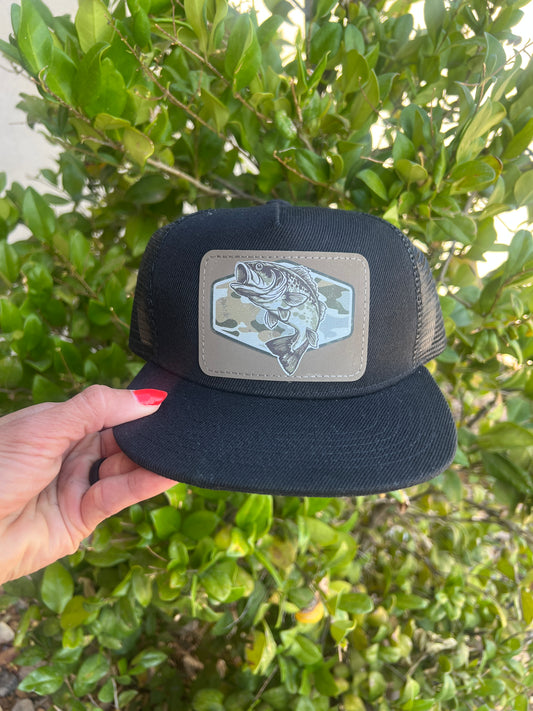 Black Bass Fishing Patch Snap Back Hat