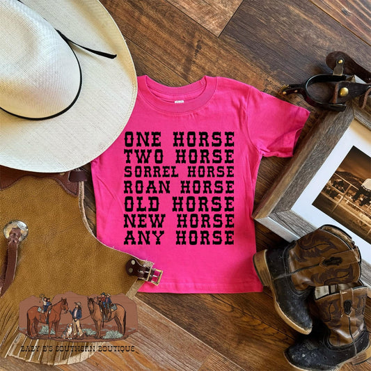 Pink One Horse Two Horse T-Shirt