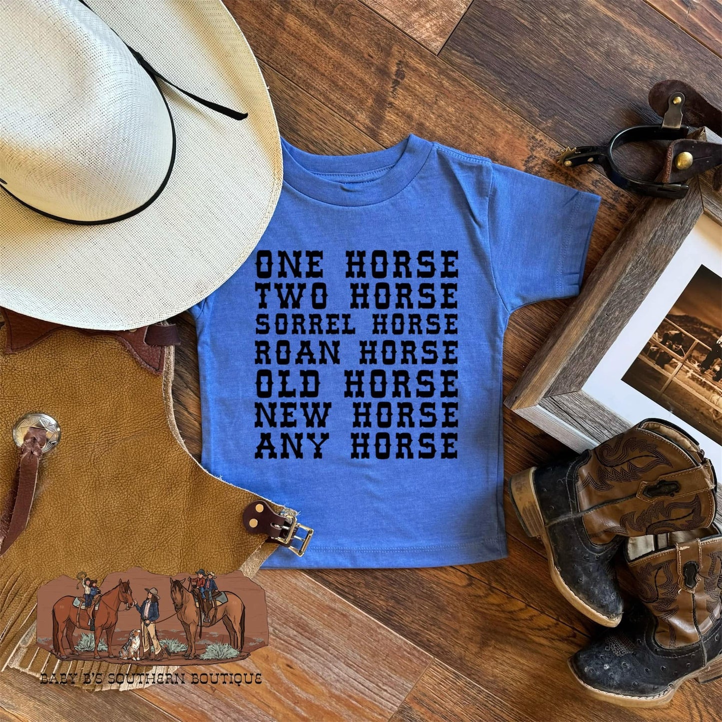 Blue One Horse Two Horse T-Shirt