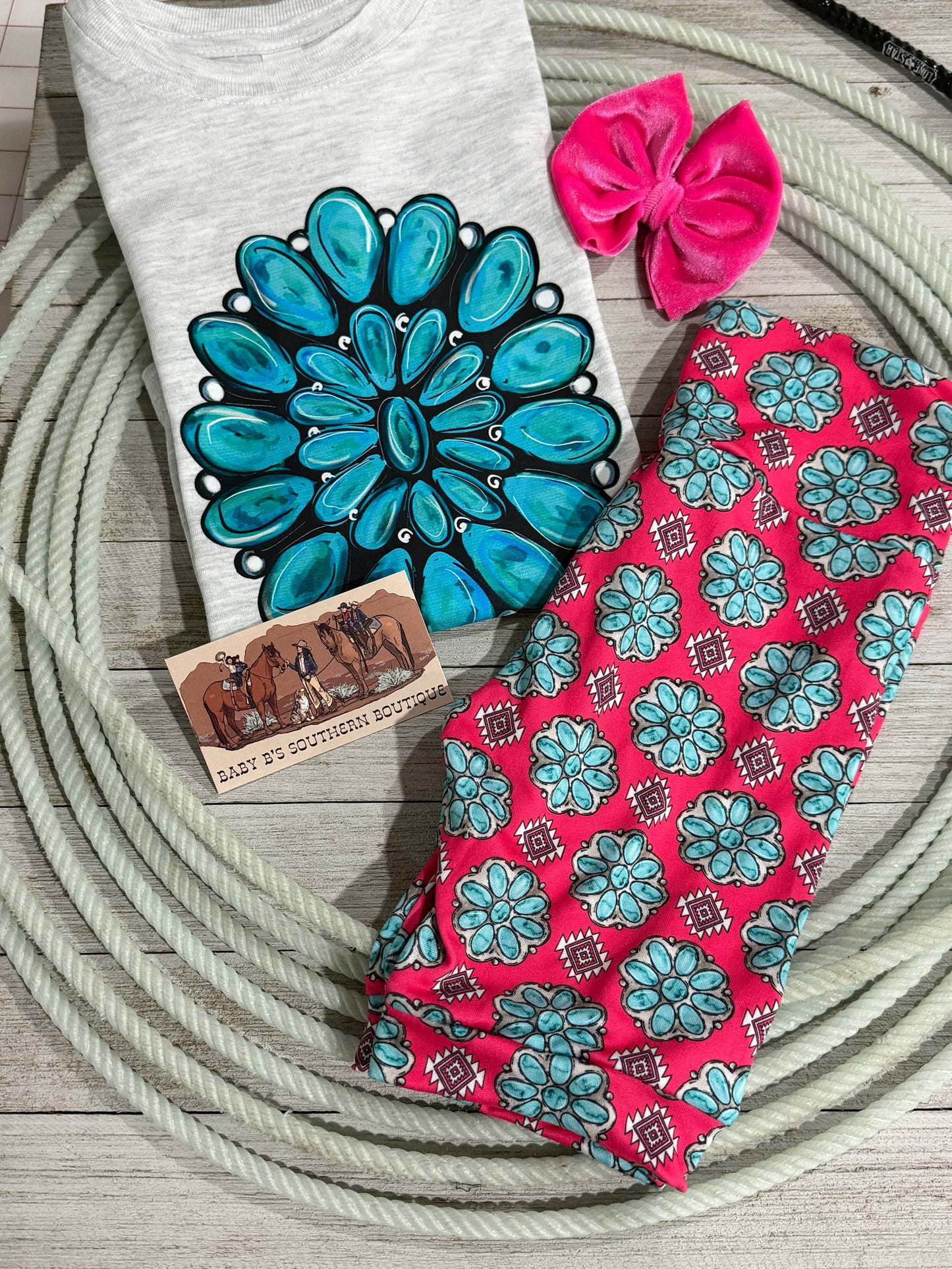 3T Squash Blossom Turquoise 3 Piece set