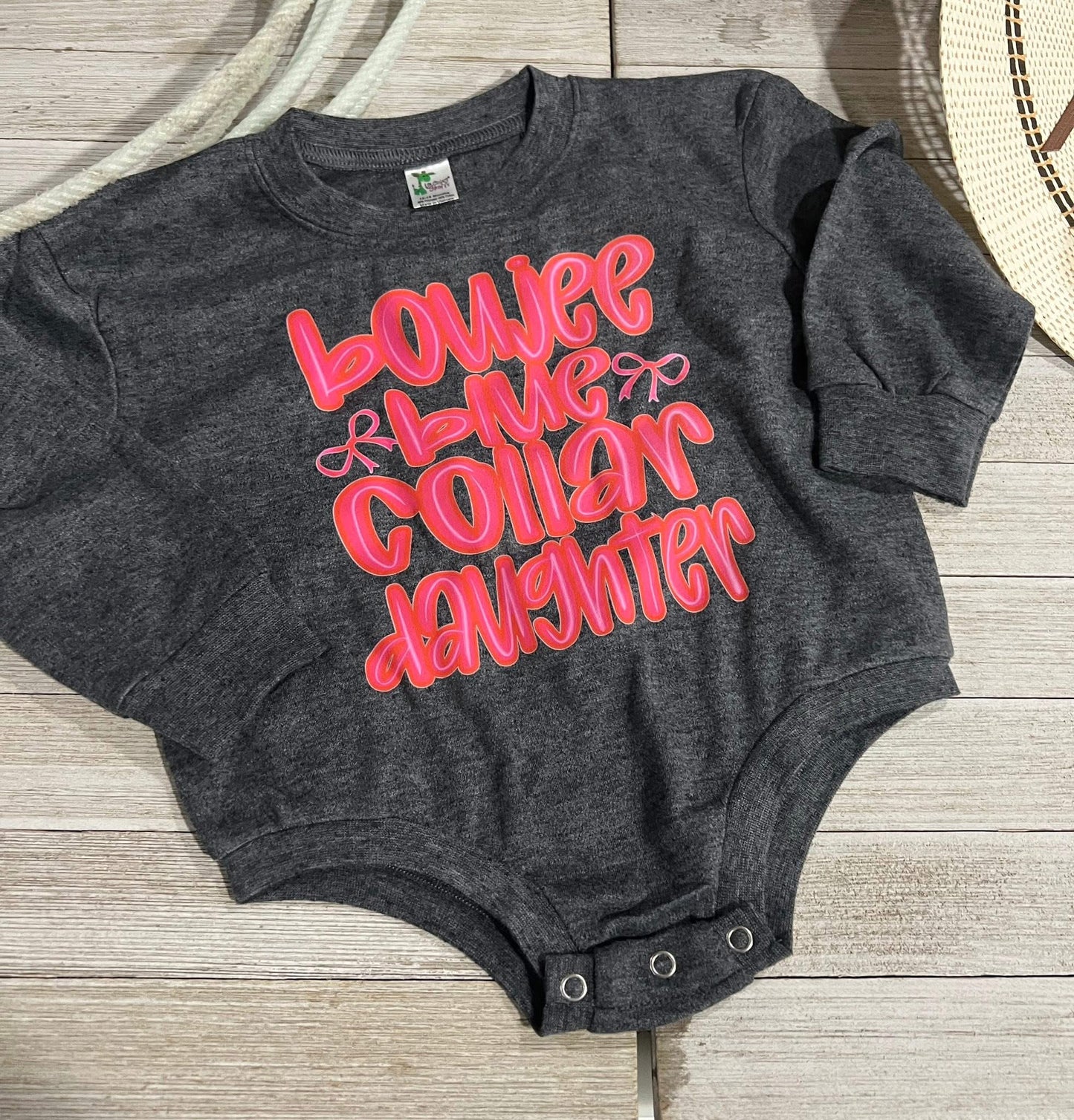 12-18 Blue Collar Daughter LS Bubble Romper