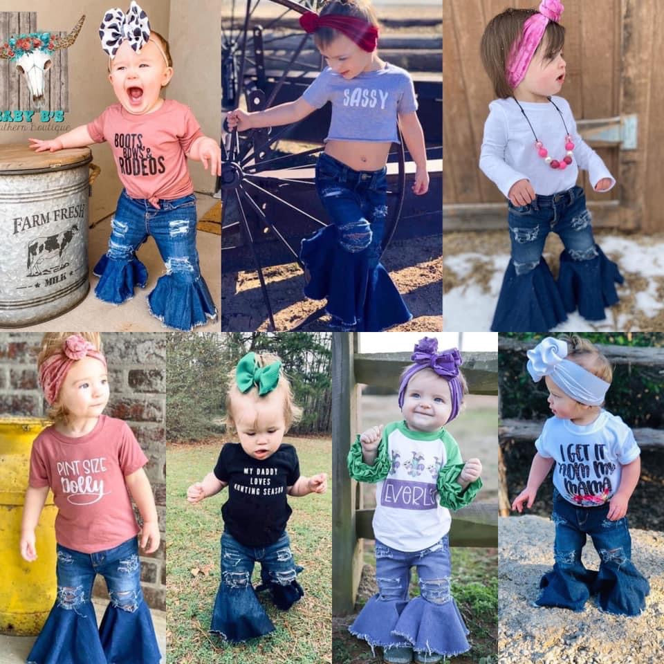 CUSTOM Distressed Denim Bell Bottoms