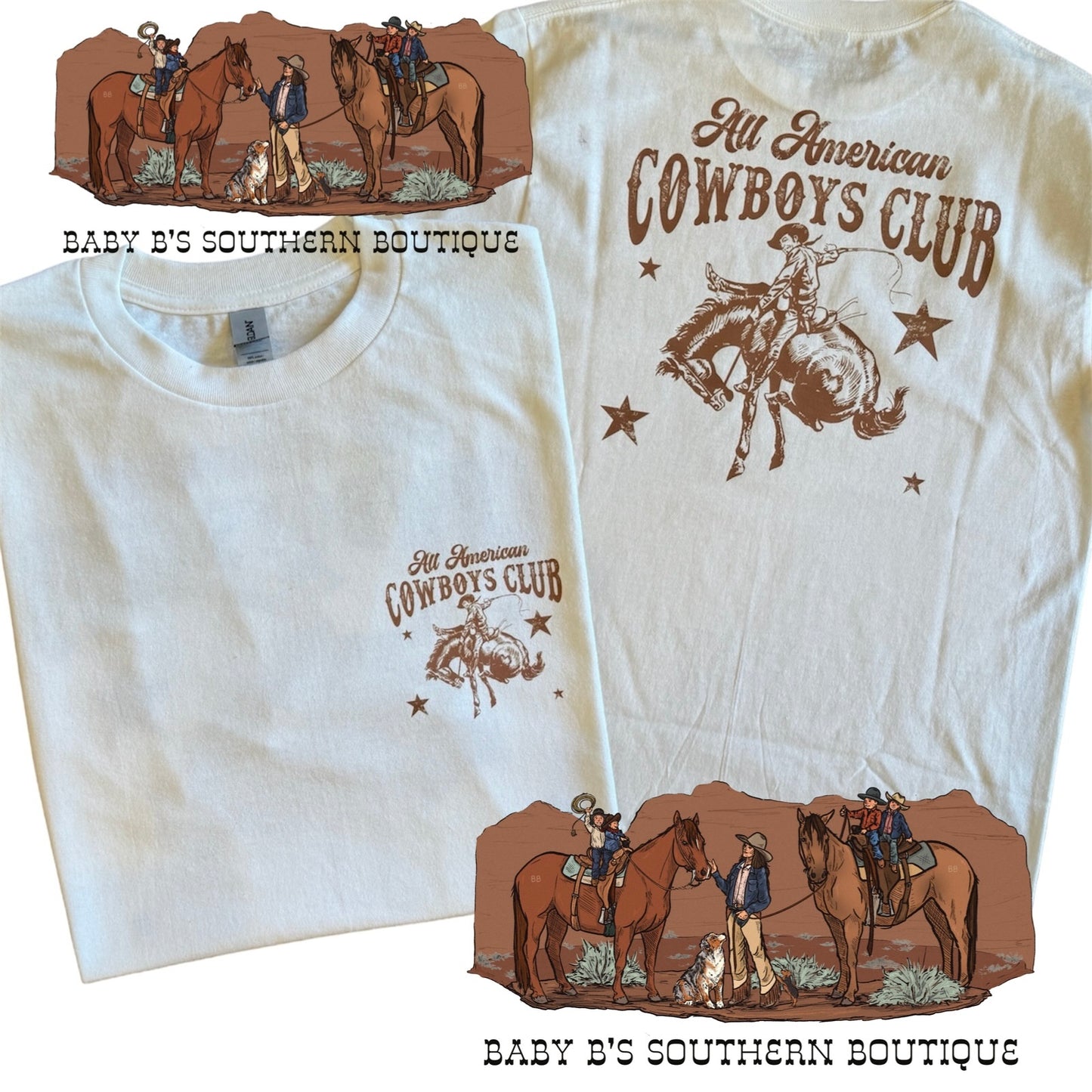 All American Cowboys Club Front & Back T-Shirt