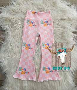 RTS Pink Checkered Lucky Babe Flares