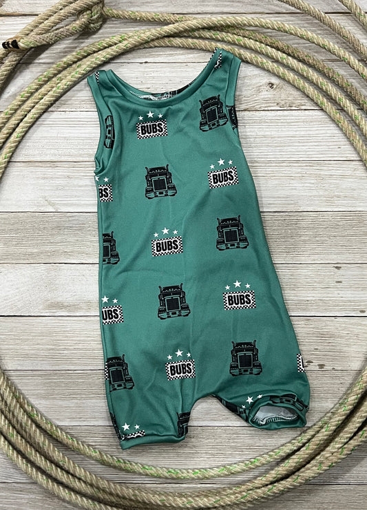 RTS Green Bubs Semi Tank Shorts Romper Size 0-3m