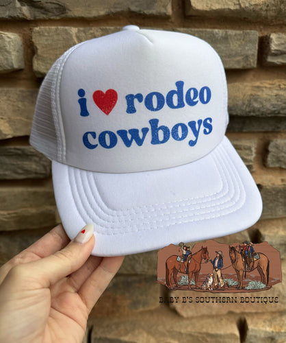 I Love Rodeo Cowboys Adult Trucker Hat