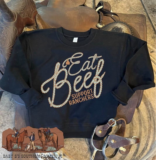 Eat Beef Black Crewneck