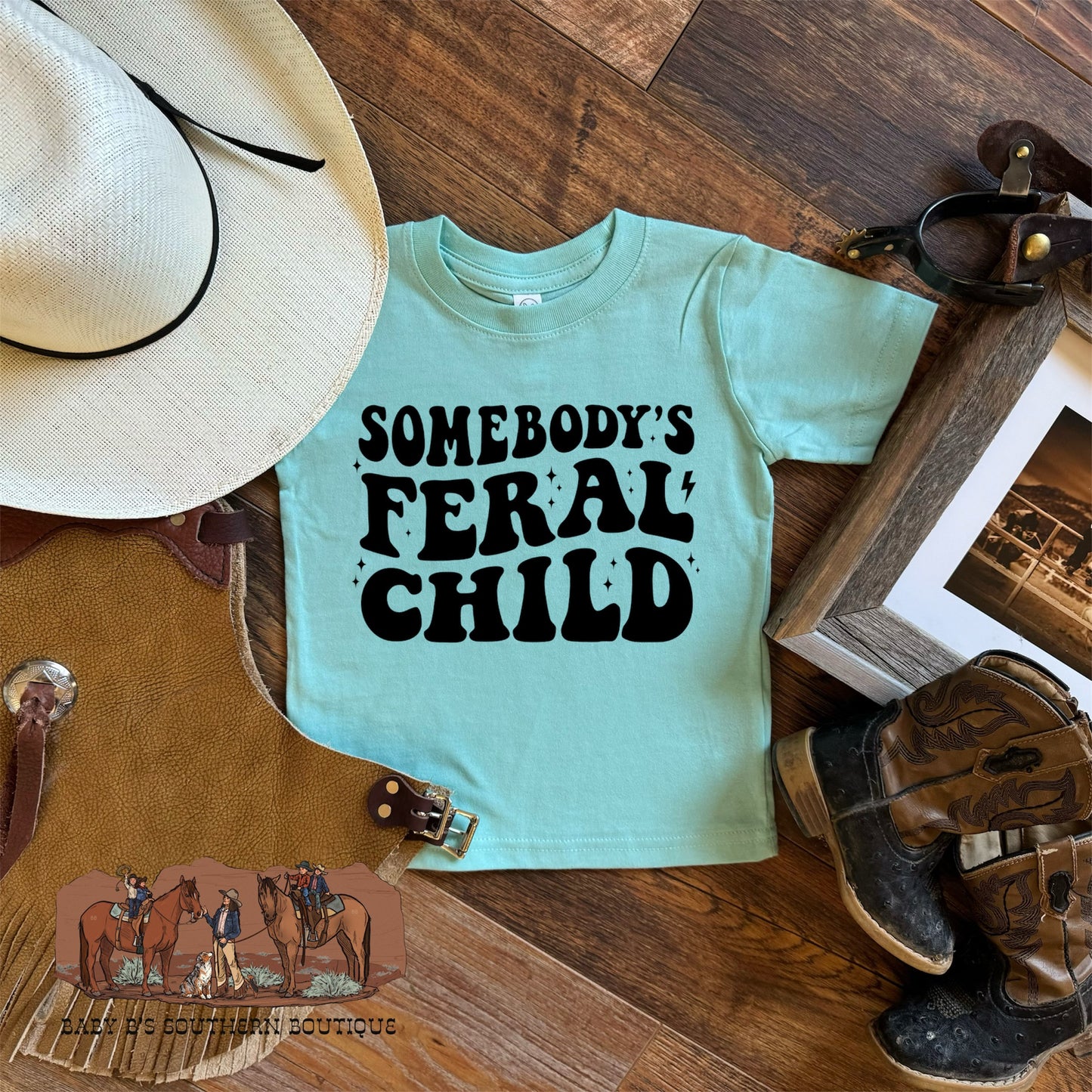 Turquoise Somebody’s Feral Child T-Shirt