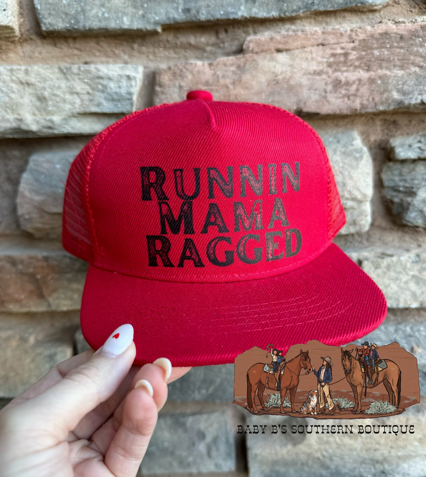 Runnin Mama Ragged Snap Back Hat