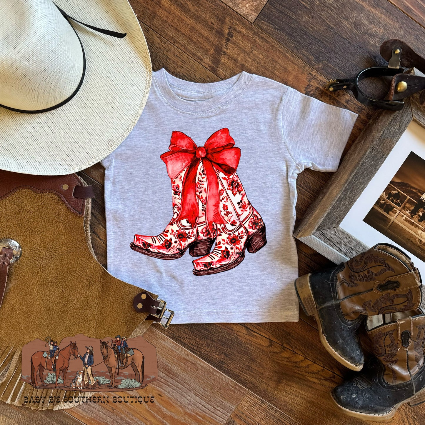 Red Floral Boots T-Shirt