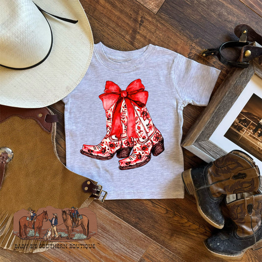 Red Floral Boots T-Shirt