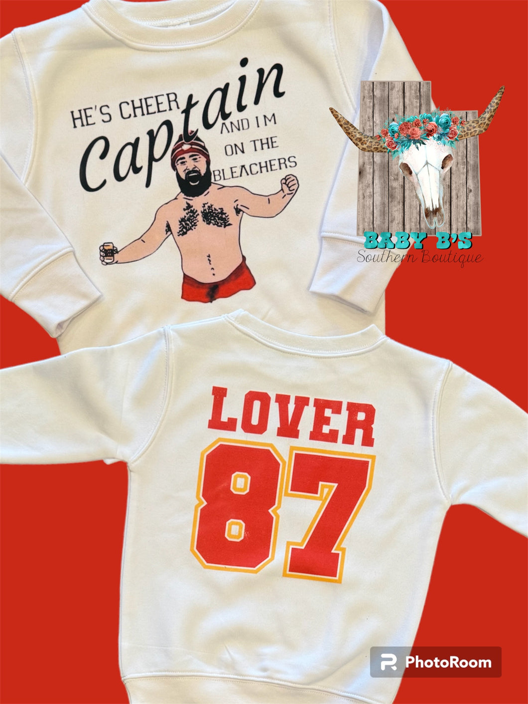 RTS He’s Cheer Captain Front & Back Crewneck