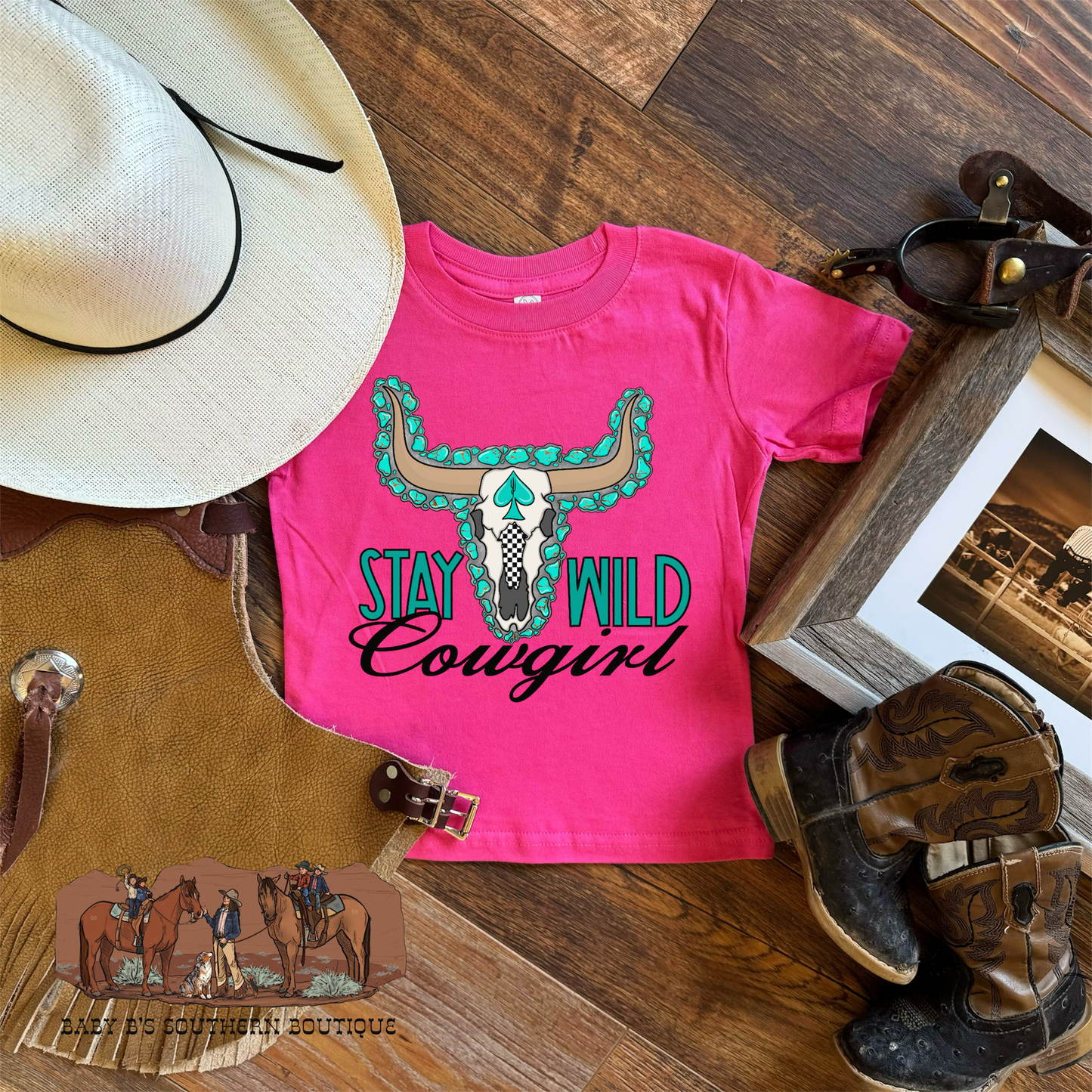 Pink & Turquoise Stay Wild Cowgirl T-Shirt