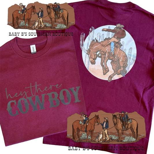 Hey There Cowboy Front & Back T-Shirt