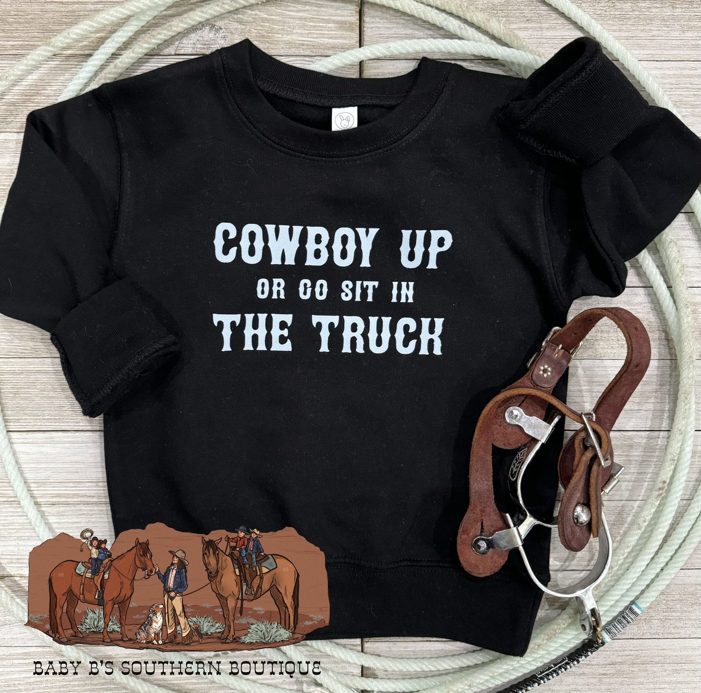 Cowboy Up Black Crewneck