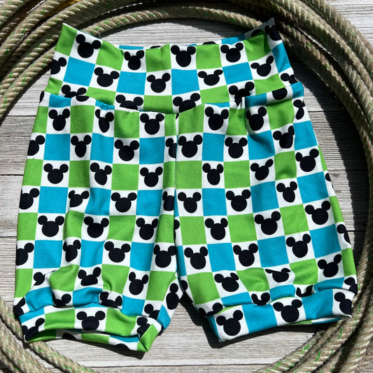 RTS Green & Blue Checkered Mickey Shorts