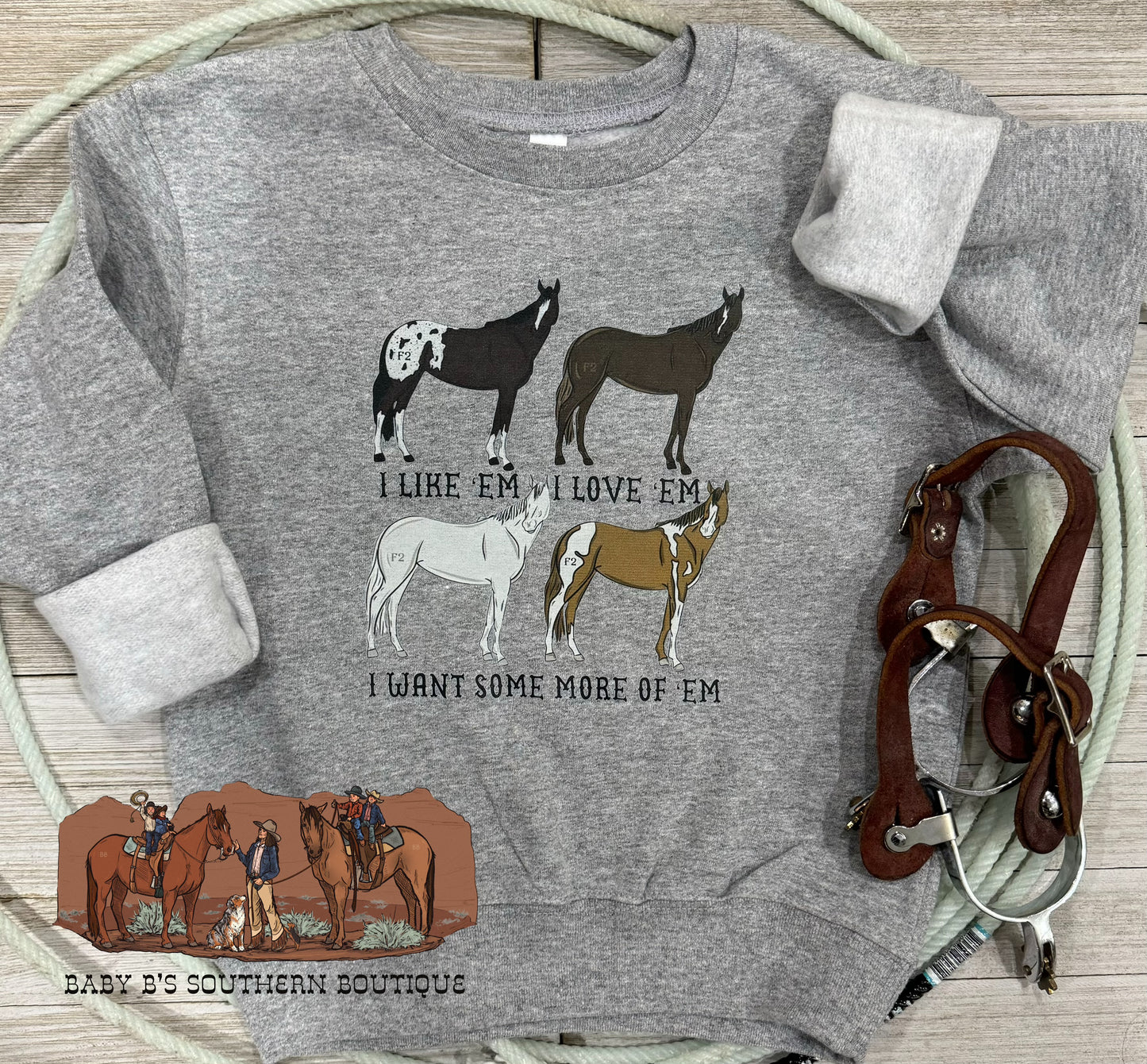 I Like Em I Love Em Horses Crewneck