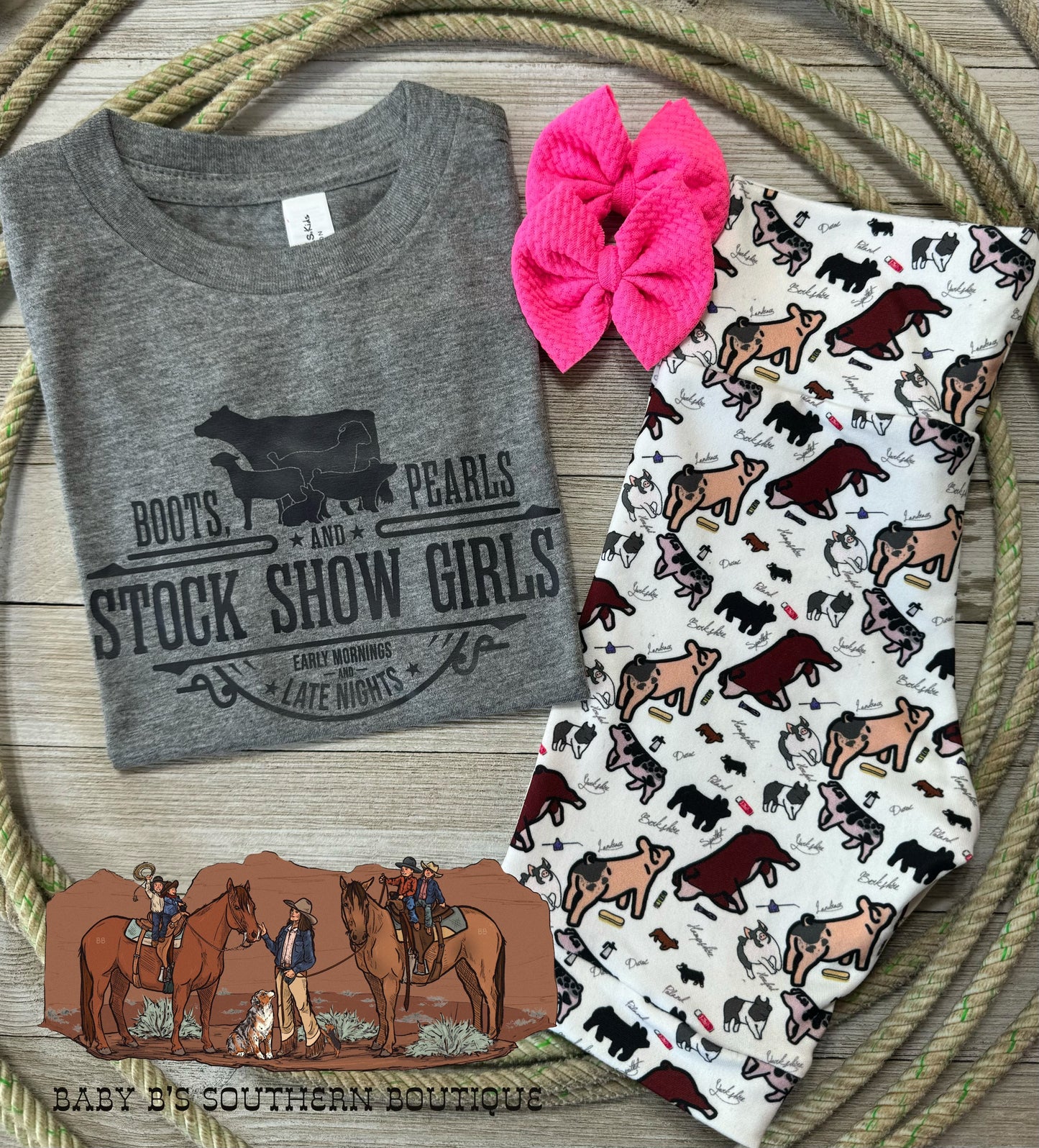 RTS Boots Pearls & stick Show Girls T Shirt Size 18-24m