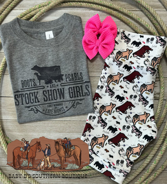 RTS Boots Pearls & stick Show Girls T Shirt Size 18-24m