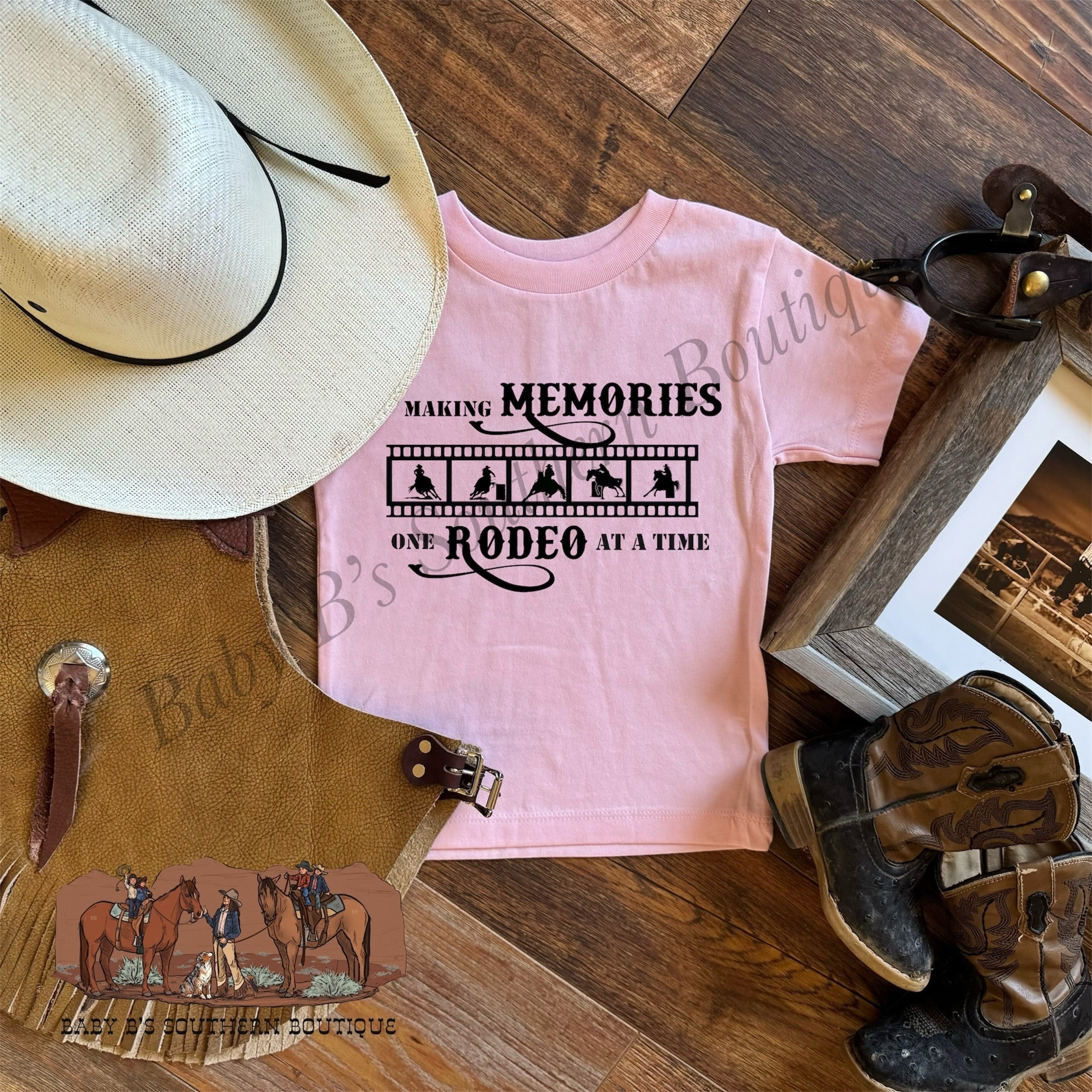 One Rodeo Making Memories One Rodeo At A Time Pink T-Shirt – Baby B's Southern ...