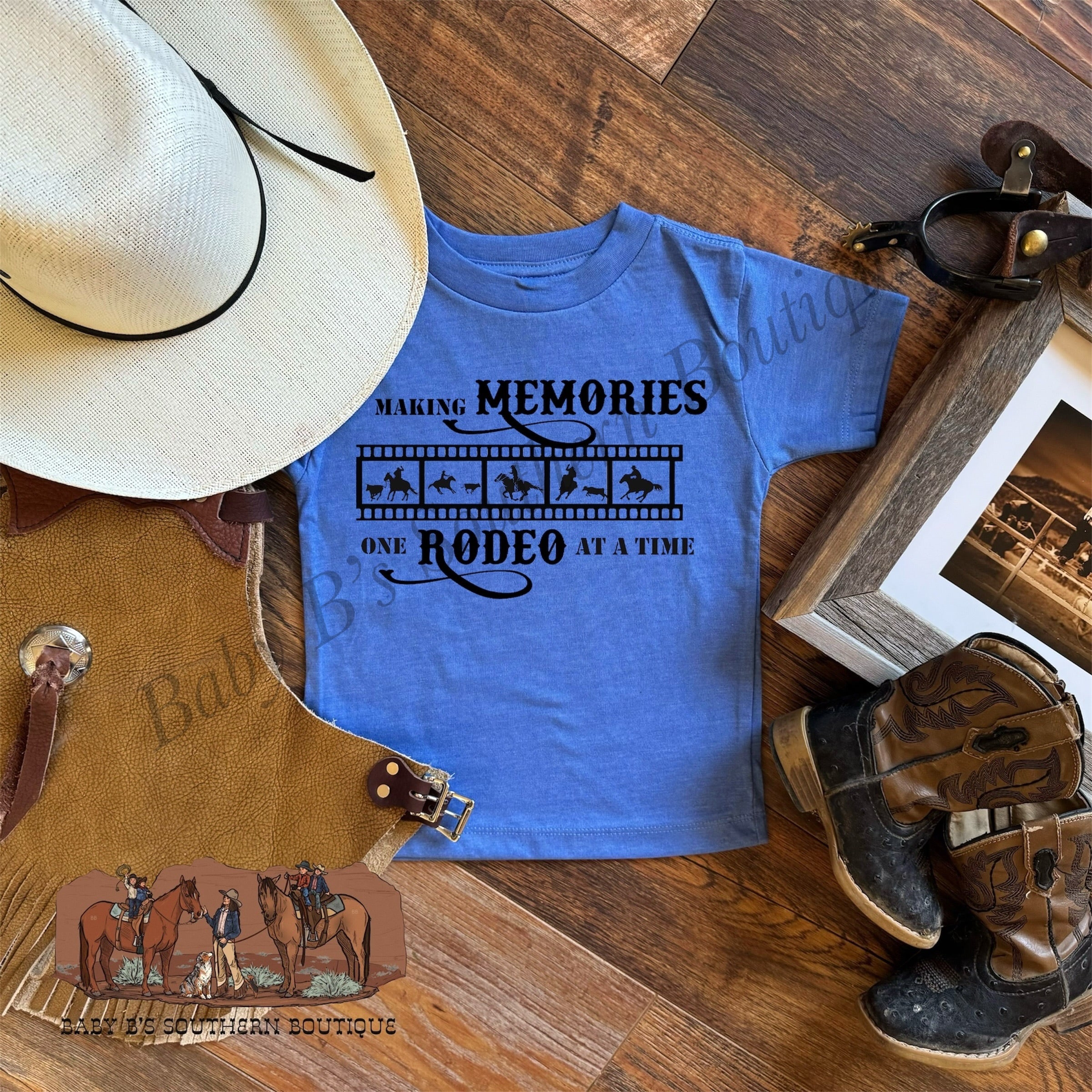 One Rodeo Making Memories One Rodeo At A Time Blue T-Shirt – Baby B's Southern ...